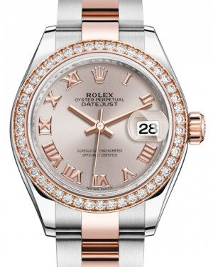 Rolex Lady-Datejust 28-279381RBR (Everose Rolesor Oyster Bracelet, Sundust Roman Dial, Diamond Bezel)