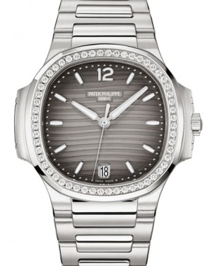 Patek Philippe Nautilus 35.2-7118/1200A-011 (Stainless Steel Bracelet, Gray Opaline Wave-motif Arabic/Index Dial, Diamond Bezel)