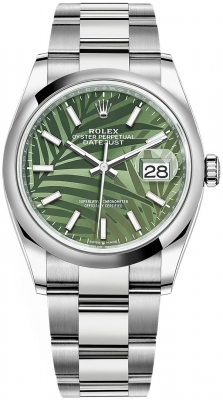 Rolex Datejust 36-126200 (Oystersteel Oyster Bracelet, Olive-green Palm Index Dial, Domed Bezel)