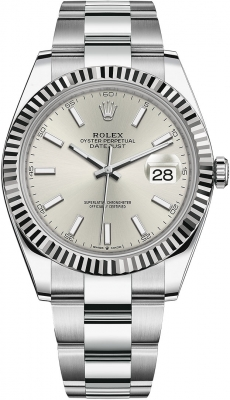 Rolex Datejust 41-126334 (Oystersteel Oyster Bracelet, Silver Index Dial, Fluted Bezel)