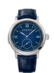 Audemars Piguet Jules Audemars 43-26590PT.00.D028CR.01 (Blue Alligator Leather Strap, Smoked-blue Enamel Roman/Index Dial, Platinum Smooth Bezel) (26590PT.00.D028CR.01)