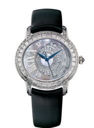 Audemars Piguet Millenary 39.5-77306BC.ZZ.D007SU.01 (Blue Technological-silk Strap, Off-centred Baguette-cute Diamond-set Disc White MOP Roman Dial, Baguette-cut Diamond-set Bezel) (77306BC.ZZ.D007SU.01)