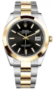 Rolex Datejust 41-126303 (Yellow Rolesor Oyster Bracelet, Bright-black Index Dial, Smooth Bezel)