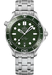 Omega Seamaster Diver 300M 42-210.30.42.20.10.001 (Stainless Steel Bracelet, Wave-embossed Green Dot Index Dial, Rotating Green Ceramic Bezel) (Omega 210.30.42.20.10.001)