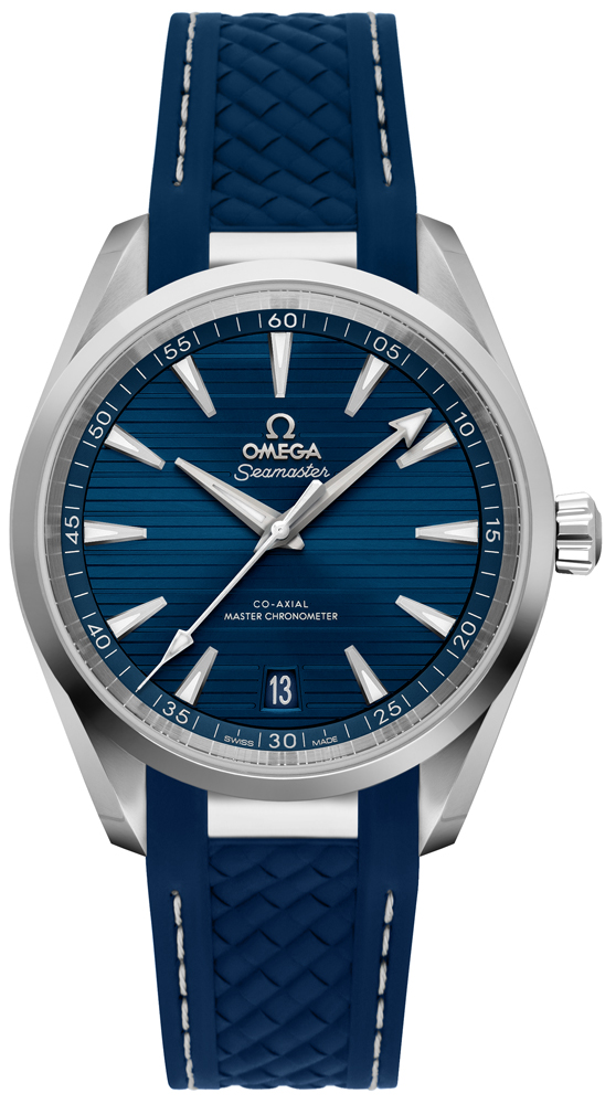 Omega Seamaster Aqua Terra 150M 38-220.12.38.20.03.001 (Structured Blue Rubber Strap, Horizontal-teak Blue Index Dial, Stainless Steel Bezel)