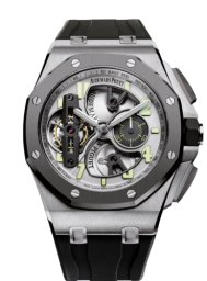 Audemars Piguet Royal Oak Offshore 44-26387IO.OO.D002CA.01 (Black Rubber Strap, Transparent Sapphire Silver Arabic Dial, Black Ceramic Smooth Bezel) (26387IO.OO.D002CA.01)