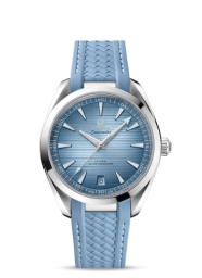 Omega Seamaster Aqua Terra 150M 41-220.12.41.21.03.008 (Structured Blue Rubber Strap, Horizontal-teak Blue Index Dial, Stainless Steel Bezel) (Omega 220.12.41.21.03.008)