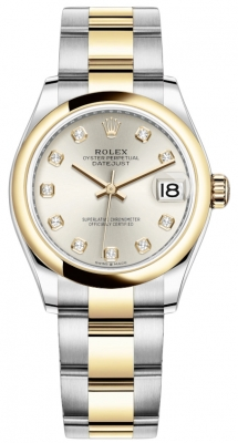 Rolex Datejust 31-278243 (Yellow Rolesor Oyster Bracelet, Gold Diamond-set Silver Dial, Domed Bezel)
