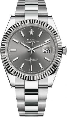 Rolex Datejust 41-126334 (Oystersteel Oyster Bracelet, Slate Index Dial, Fluted Bezel)