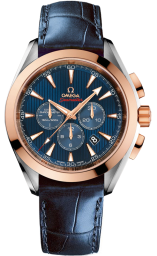 Omega Seamaster Aqua Terra 150M 44-522.23.44.50.03.001 (Blue Alligator Leather Strap, Vertical-teak Blue Index Dial, Red Gold Bezel) (Omega 522.23.44.50.03.001)