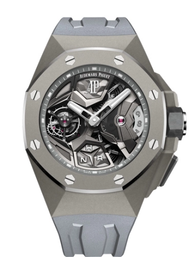 Audemars Piguet Royal Oak Concept 44-26589TI.GG.D006CA.01 (Textured-grey Rubber Strap, Skeleton Index Dial, Grey Ceramic Smooth Bezel)