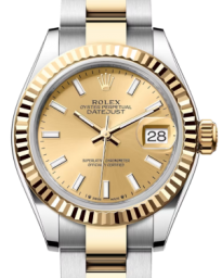 Rolex Lady-Datejust 28-279173 (Yellow Rolesor Oyster Bracelet, Champagne Index Dial, Fluted Bezel) (m279173-0002)