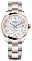 Rolex Datejust 31-278241 (Everose Rolesor Oyster Bracelet, Gold Diamond-set White MOP Dial, Domed Bezel)