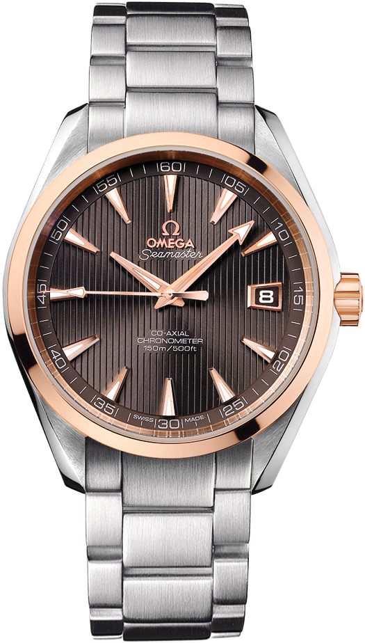 Omega Seamaster Aqua Terra 150M 41.5-231.20.42.21.06.002 (Stainless Steel Bracelet, Vertical-teak Grey Index Dial, Red Gold Bezel)