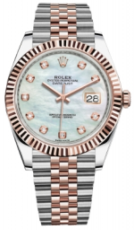 Rolex Datejust 41-126331 (Everose Rolesor Jubilee Bracelet, Gold Diamond-set White MOP Dial, Fluted Bezel) (m126331-0014)