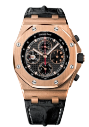 Audemars Piguet Royal Oak Offshore 42-26209OR.OO.D101CR.01 (Black Alligator Leather Strap, Grande Tapisserie Black Index Dial, Pink Gold Smooth Bezel) (26209OR.OO.D101CR.01)