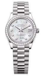 Rolex Datejust 31-278289RBR (White Gold President Bracelet, Gold Diamond-set White MOP Dial, Diamond Bezel)