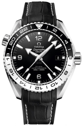 Omega Seamaster Planet Ocean 600M 43.5-215.33.44.22.01.001 (Black Alligator Leather Strap, Black Ceramic Arabic/Index Dial, Rotating Black/White Ceramic Bezel) (Omega 215.33.44.22.01.001)