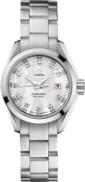 Omega Seamaster Aqua Terra 150M 30-231.10.30.61.55.001 (Stainless Steel Bracelet, Vertical-teak White MOP Diamond Index Dial, Stainless Steel Bezel) (Omega 231.10.30.61.55.001)