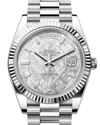 Rolex Day-Date 40-228236 (Platinum President Bracelet, Meteorite Diamond-set Index Dial, Fluted Bezel) (m228236-0011)