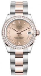 Rolex Datejust 31-278381RBR (Everose Rolesor Oyster Bracelet, Rosé Roman Dial, Diamond Bezel)