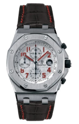 Audemars Piguet Royal Oak Offshore 42-26088ST.OO.D002CR.01 (Black Alligator Leather Strap, Méga Tapisserie Silver-toned Arabic Dial, Stainless Steel Smooth Bezel) (26088ST.OO.D002CR.01)