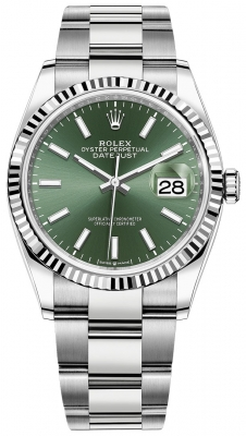 Rolex Datejust 36-126234 (Oystersteel Oyster Bracelet, Mint-green Index Dial, Fluted Bezel)