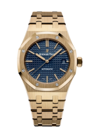 Audemars Piguet Royal Oak 37-15450BA.OO.1256BA.02 (Yellow Gold Bracelet, Grande Tapisserie Blue Index Dial, Yellow Gold Smooth Bezel) (15450BA.OO.1256BA.02)