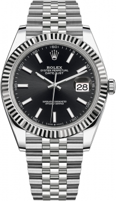 Rolex Datejust 41-126334 (Oystersteel Jubilee Bracelet, Bright-black Index Dial, Fluted Bezel)
