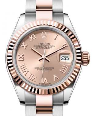Rolex Lady-Datejust 28-279171 (Everose Rolesor Oyster Bracelet, Rosé Roman Dial, Fluted Bezel)