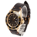 Rolex Submariner 40-16808 (Black Leather Strap, Black Diver Dial, Black Aluminum Bezel)