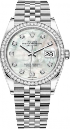 Rolex Datejust 36-126284RBR (Oystersteel Jubilee Bracelet, Gold Diamond-set White MOP Dial, Diamond Bezel) (m126284rbr-0011)