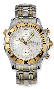 Omega Seamaster Diver 300M 41.5-2398.20.00 (Yellow Gold & Stainless Steel Bracelet, Wave-embossed Silver-toned Dot Index Dial, Rotating Yellow Gold Bezel)